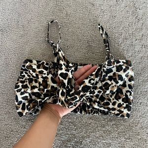 Cheetah Front Tie Crop Top